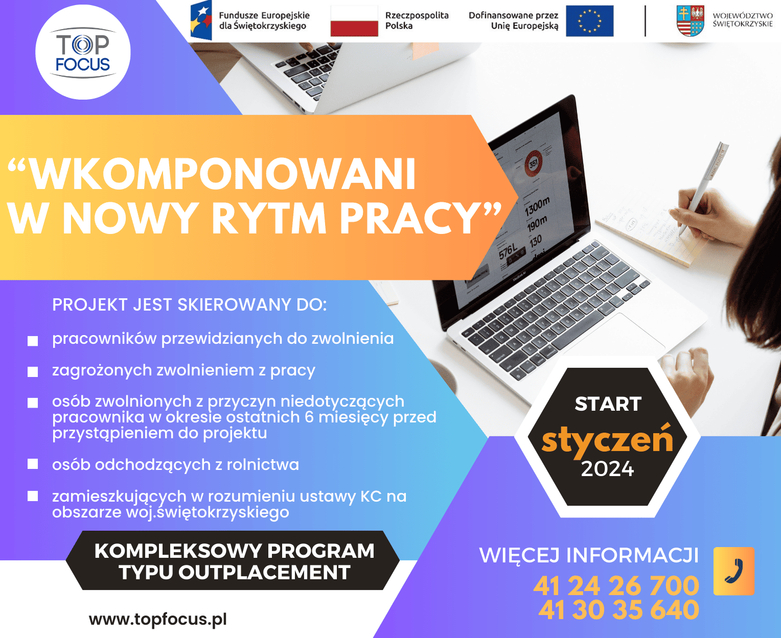 Plakat projektu "Wkomponowani w nowy rytm pracy"