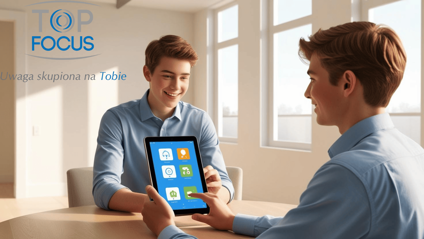 Uczeń korzystający z tabletu z dostępnościowymi funkcjami