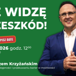 Baner promujący webinar z Tomaszem Krzyżańskim, który odbędzie się 4 sierpnia 2026 r. o godz. 12:00. Tematem spotkania są odwaga, dostępność i przekuwanie barier w możliwości.
